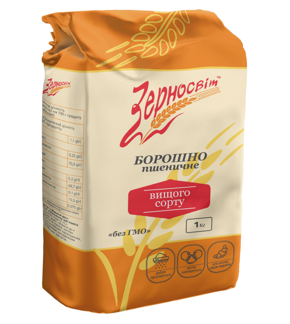 Wheat flour of the highest grade TM Zernosvit 1 kg — Photo 1
